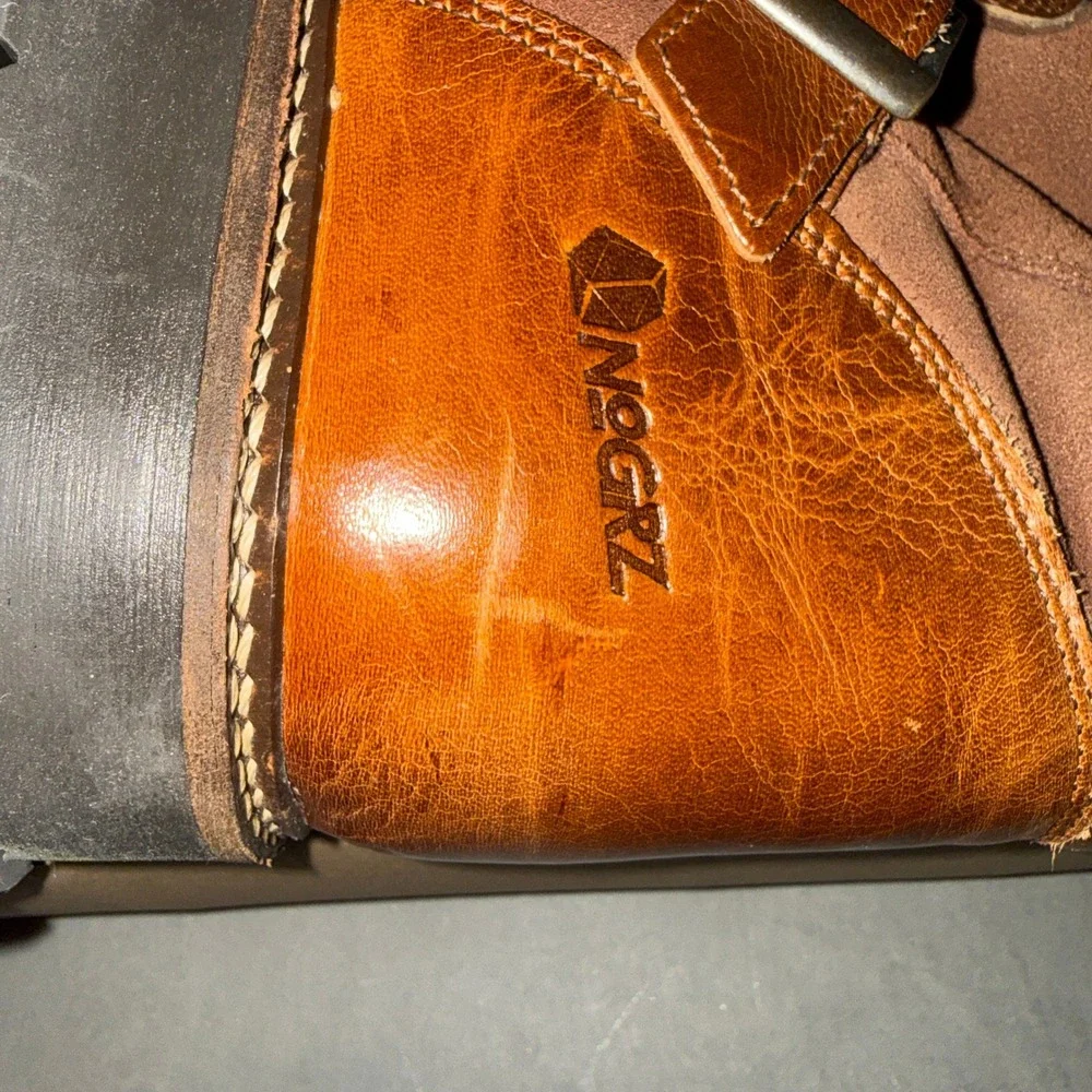 NoGRZ I.Jones Men Cognac Leather Suede Shearling Boots EU 45 Made in Portugal